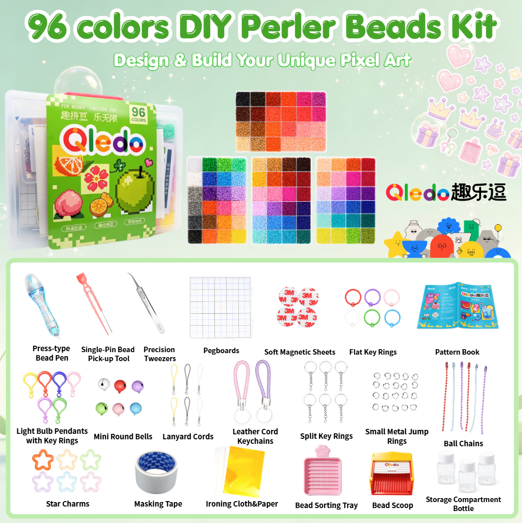 Qledo DIY Fuse Beads Set, 96 Colors